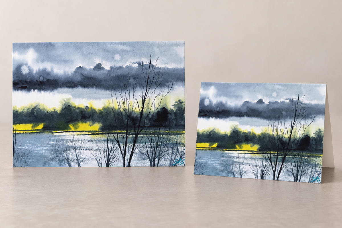 Illustrative landscape mock-up of the A5 mini print and A6 greeting card featuring A Sparkle of Hope.