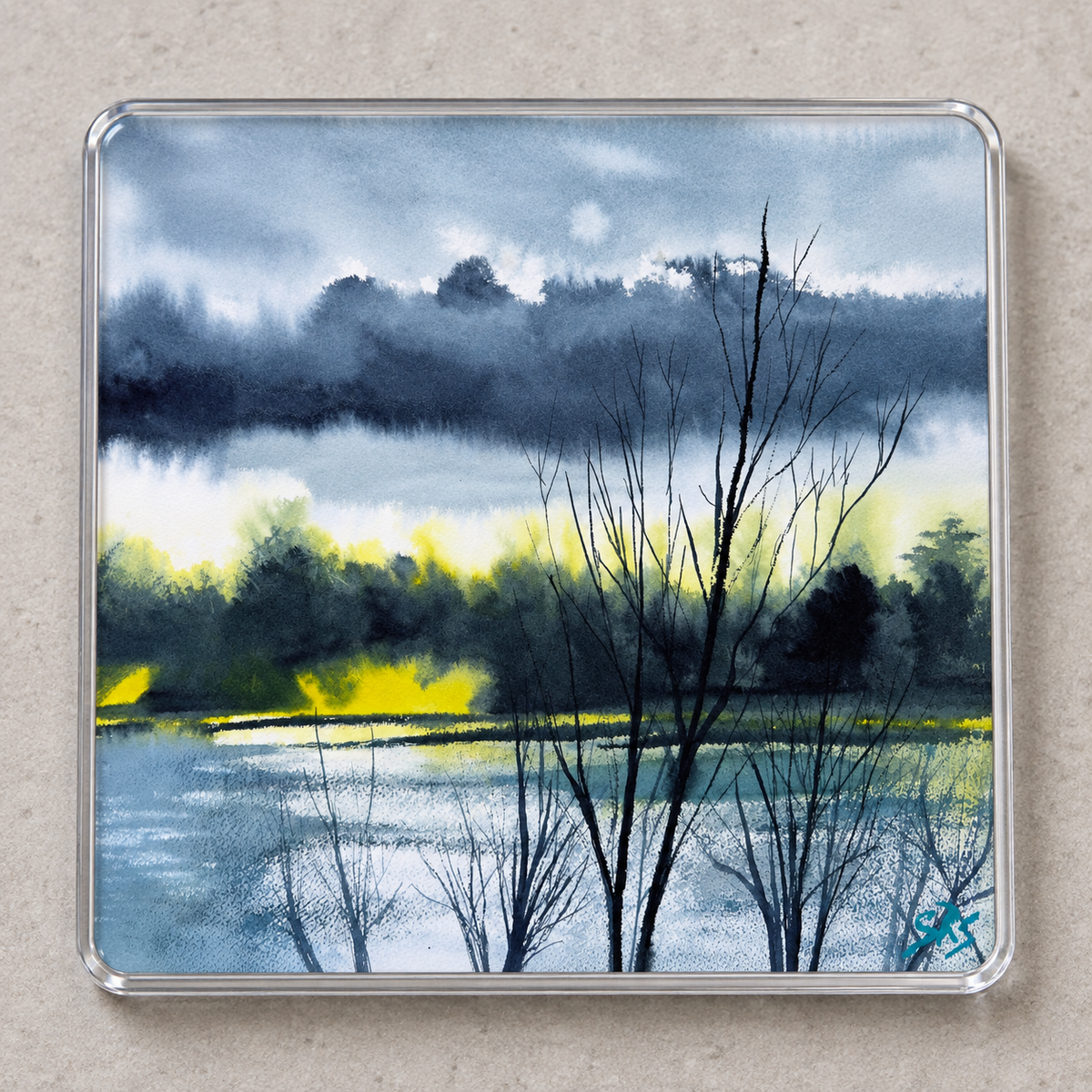 Illustrative mock-up of the N1 square acrylic coaster featuring A Sparkle of Hope.
