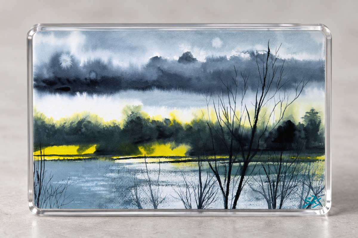 Illustrative mock-up of the landscape acrylic magnet, 6.9 × 4.4 cm, featuring A Sparkle of Hope.